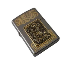 Zippo Lighter Emperor Black Windproof Genuine Free Shipping 6 Flints New in Box