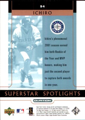 2002 Upper Deck Ovation #94 Ichiro Suzuki SEATTLE MARINERS Japan