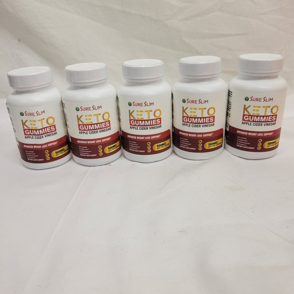 Sure Slim Keto ACV Gummies, Vegan, Weight Loss Supplement- Lot Of 5