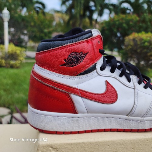 Nike Air Jordan 1 Retro High Og Bred Toe (575441-610) Size 7Y Black Red White - Picture 9 of 15