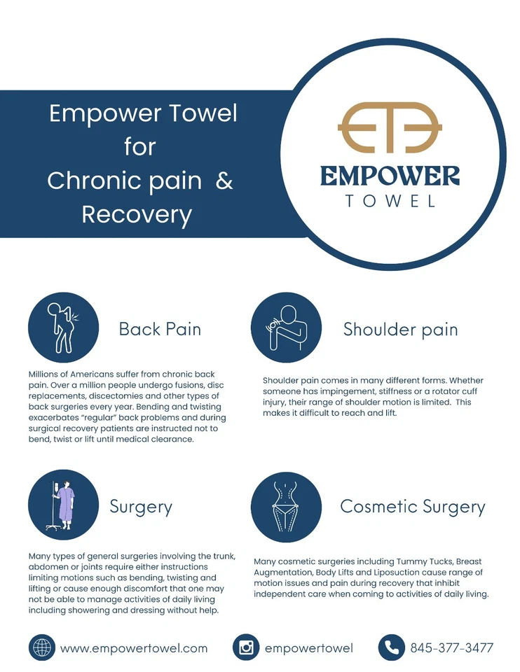 Toalla Empower, toalla colgante de felpa, ayuda para ducha, para dolor de espalda, movilidad limitada Foto 3 de 4