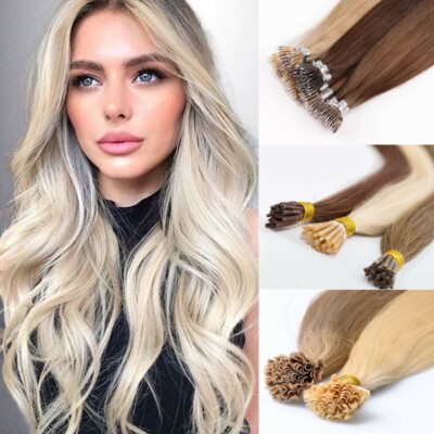 Pre Bonded Echthaar Extensions Stick, Nano, Nagelspitzen 20'' 1 Gramm (25 Strähnen)