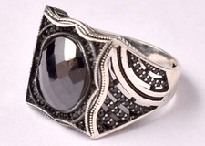 Sterling Silver Handcrafted Black Onyx Gemstone Unisex Wear Ring RS-1634
