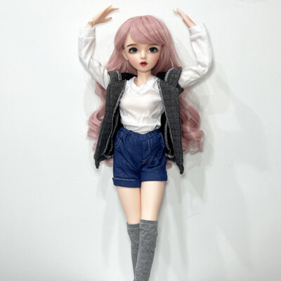 1/3 BJD Doll Toy 24 inch Blue Eyes Cute Girl Doll and Clothes Set Long Curly Wig