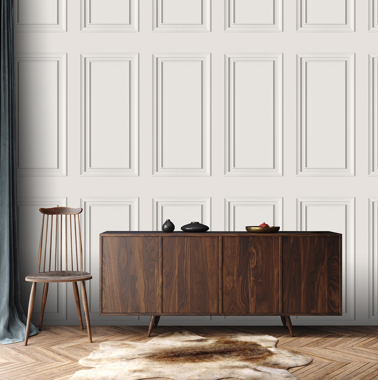 Rasch Elegant Home Design Library Off White Realistic Panel Effect Wallpaper
