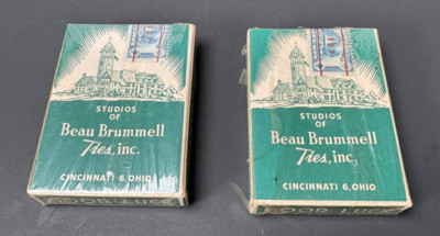 Vintage 1950's Sealed w/ Tax Stamp Beau Brummell Ties Playing Cards - Two Decks