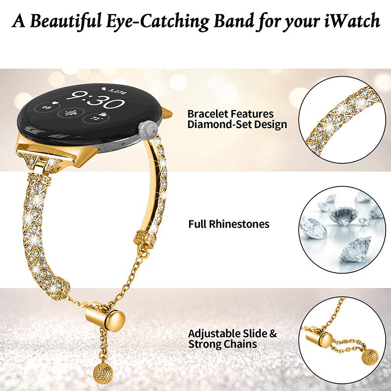 ブレスレット　Pixel Gleam Bracelet For Google Pixel Watch 1 2 Full Rhinestones Strap Stainless