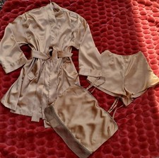 Lot Vintage Victoria Secret Gold Robe Sz S and Gold Cami Set Sz XS Beautiful