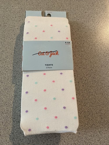 Footed Tights White \u0026 Pastel Polka Dots 
