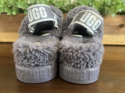 New UGG Sheepskin Fur Platform Fluffy Slippers F27421D Women's