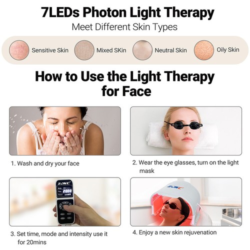 7 Colors Blue Light Led Mask Device Infrared Light Phototherapy for Fine Lines - Picture 10 of 12