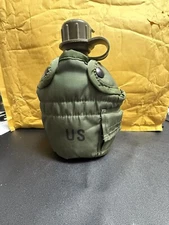 Canteen & Cover Pouch LC2 1 Quart OD Green with 2-ALICE Clips -Used