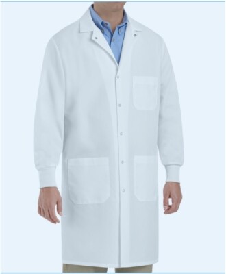 Red Kap KP70WH5 Lab Coat Cuffed Unisex XXL-Rg with 3 Front Pockets (HR)