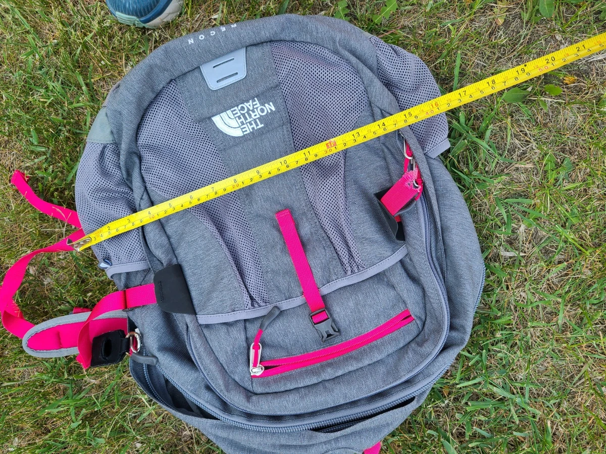 North face backpack hotsell grey and pink
