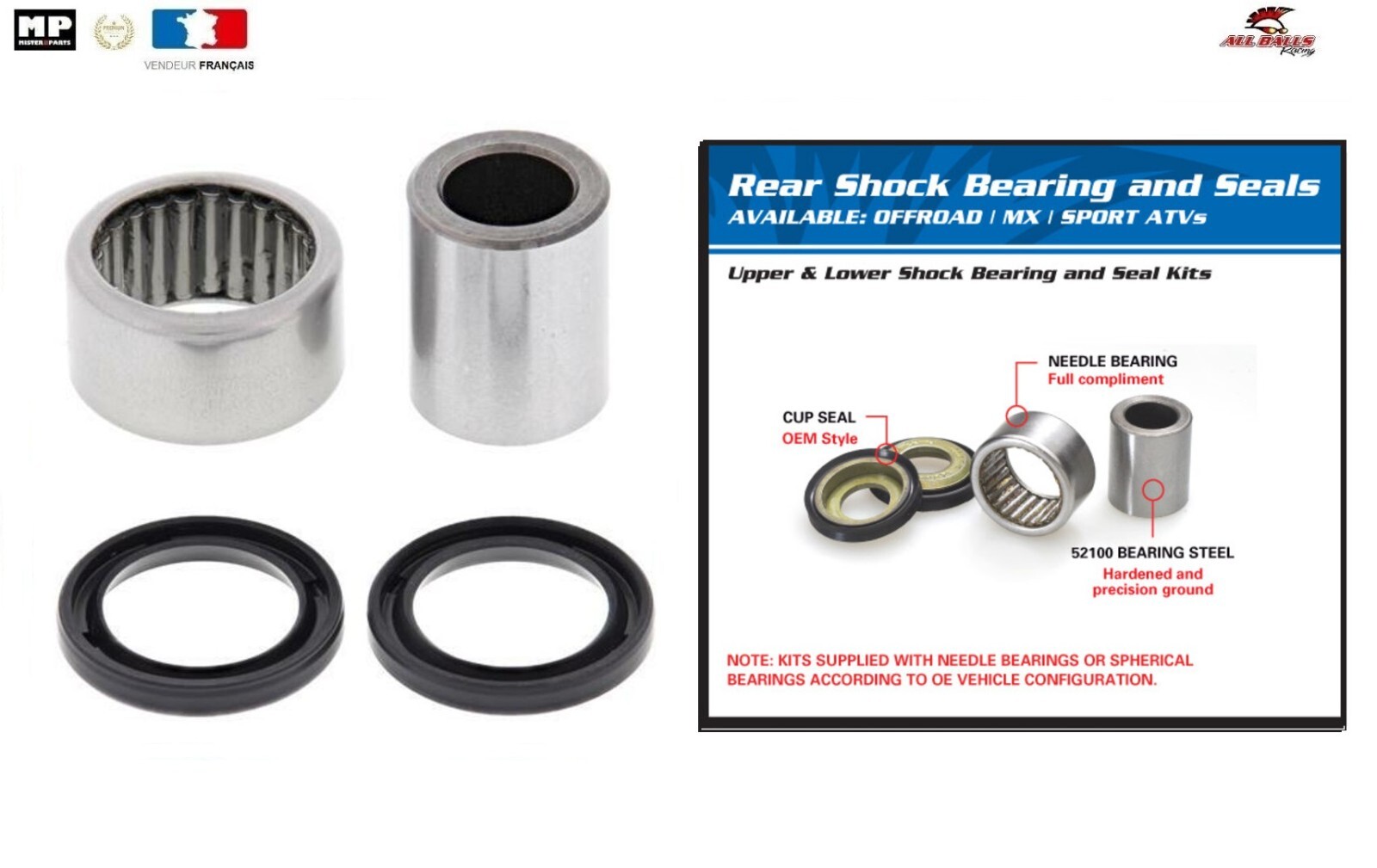 Kit roulement d'amortisseur arrière 29-1001 pour Honda XR400R 1998-2004