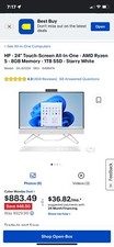 HP 24" Touchscreen All-in-one Desktop. Windows 11, AMD Ryzen 5, 8GB RAM