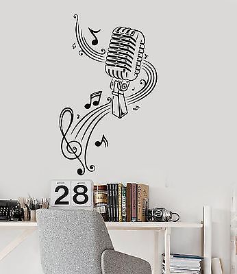 Vinyl Wall Decal Karaoke Club Microphone Musical Notes Stickers Mural g2831