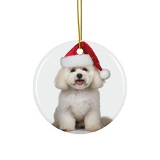 Hanging Ceramic Christmas Tree Ornament - Bichon Frise Design