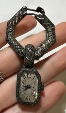 Argento Antico 10 Gioielli Unadjusted Marcasite Spilla Watch 37079 Francia " As