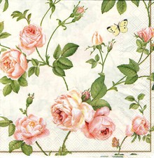 4 lose Lunch Servietten Napkins Rose Rosen Vintage