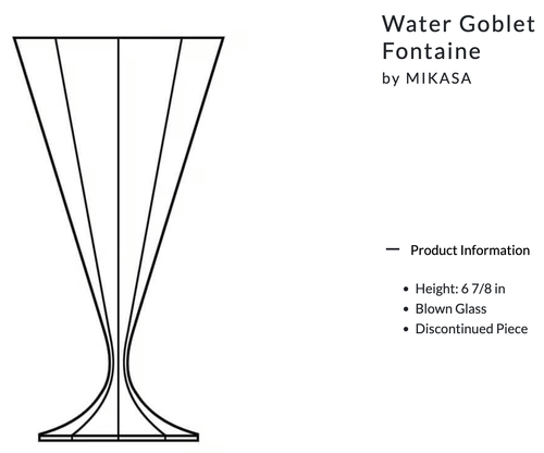 Pair Water Goblet Fontaine by MIKASA 6 7/8" - Picture 5 of 5