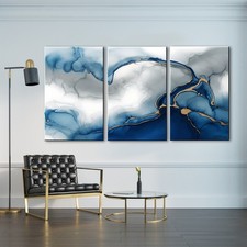 Large Abstract Canvas Painting, Fluid Canvas wall art, Framed, Signed