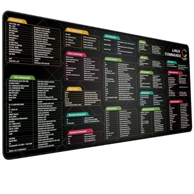 Linux Commands Cheat Sheet Extended Mouse Pad   XL Water-Resistant Mat for Pr...