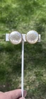 Vintage Miriam Haskell Hammered Faux Pearl Clip Earrings Gold Tone Signed