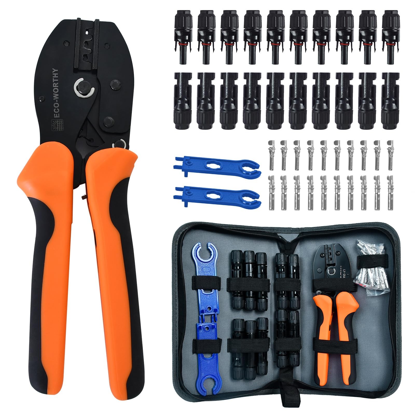 ECO-WORTHY Solar Crimper Tool Kit 13 PCS Solar Tools - a Crimper, 10 Pairs of