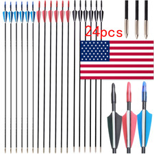 24pcs 31" Fiberglass Archery Arrows Dense Shaft Training Practice Blunt Tip