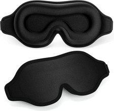 FlyCoco Blackout Eye Mask for Sleeping, 3D Contoured Cup No Pressure Black