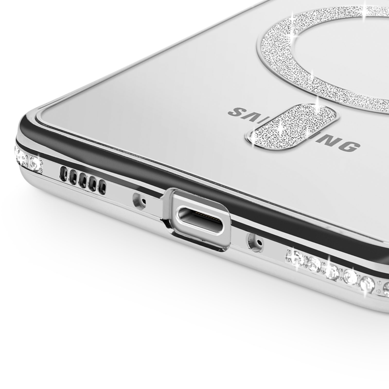 Coque diamant Galaxy A26 Avizar strass argent pour vos soirées - 3
