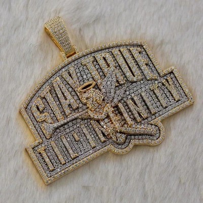 4Ct Round Cut Moissanite Custom Name Initial Letter Pendant Two Tone Gold Plated