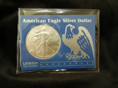 1996 American Silver Eagle 1 oz .999 fine silver in Littleton Holder