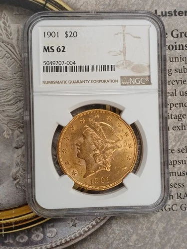 Gold 1901  $20  MS62  NGC Liberty head double eagle Very Rare UNC   TP-9865