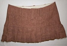 Vtg Y2K Abercrombie Fitch Pleated Mini Skirt Wool Rust Red Herringbone Size 0