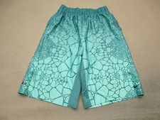 Nike Size L Boy Green Pockets Elastic Waist Activewear Athletic Sport Shorts 166