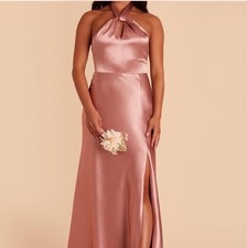 Birdy Grey Monica Shiny Satin Dress Desert Rose Size L Bridesmaid Wedding Pink