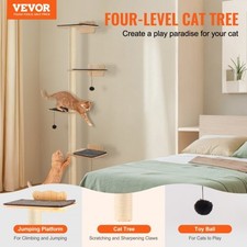VEVOR 4 Tiers Cat Tree, Cat Wall Furniture Set with 4 Jumping Boards, Wall-Mount