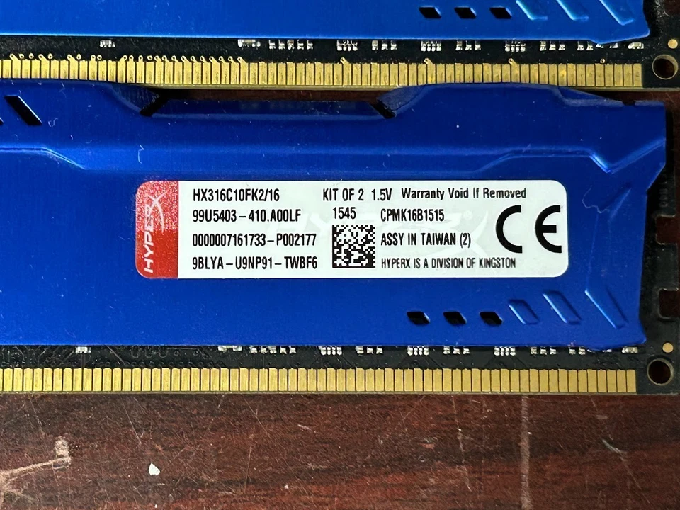 LOTE DE 2) FURY HYPERX HX316C10FK2/16 (2X8GB) DDR3 1600 1866 MHZ #95 Foto 2 de 2