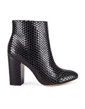 Revolve Raye Shore Snakeskin Leather Bootie Black 9
