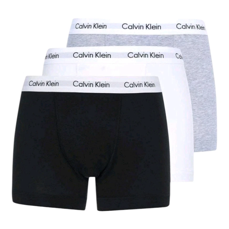 Calvin Klein Men's Boxer Trunks 3-Pack Brief Underwear Stretch Black Gray White - Image 3 of 4