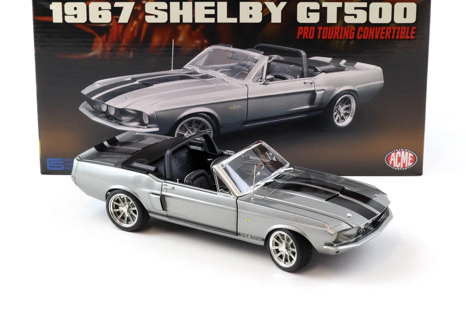1:18 Acme 1967 Shelby GT500 Pro Touring Convertible Grigio Metallic / Nero Righe - Immagine 2 di 4
