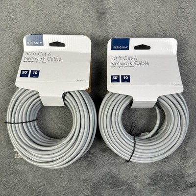 Insignia 50ft Cat-6 Network Cable Ethernet RJ45 - 10Gbps NS-PNW5650 (Lot Of 2)