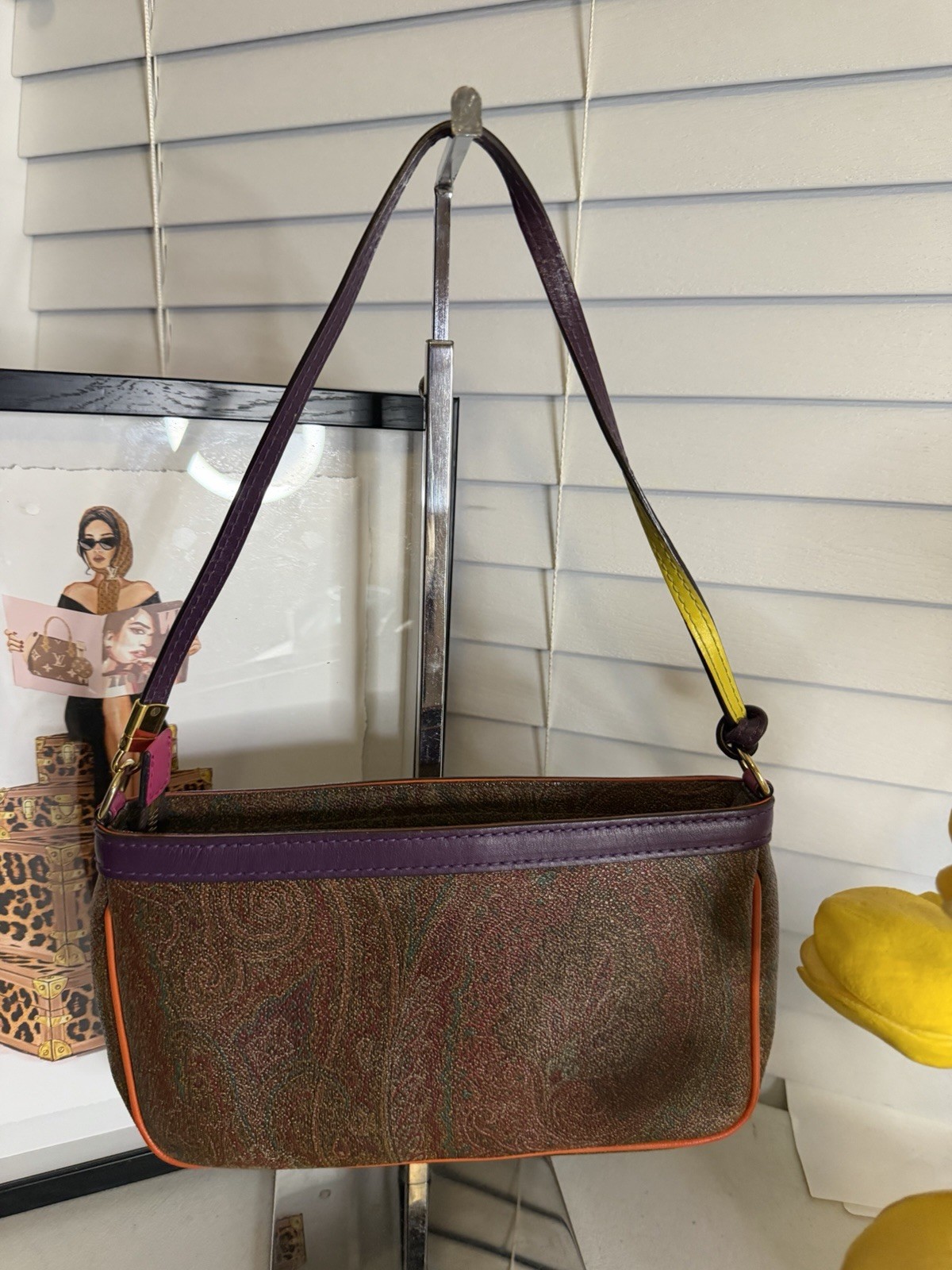 Authentic ETRO Paisley Leather Shoulder Bag Pre-Loved Italy