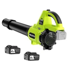 Leaf Blower Cordless with 2 x 4.0Ah Battery Operated and Fast Charger, Green