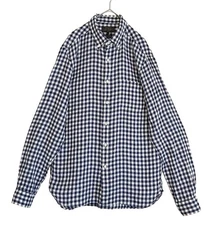 BEAMS PLUS Linen Gingham Check Button Down Shirt Size M Made in Japan