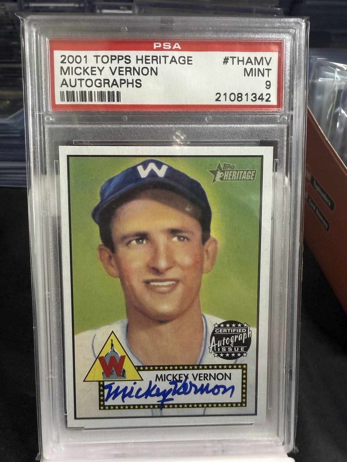 2001 Topps Heritage Mickey Vernon Autographs PSA 9