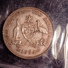 1934 Australia Florin - 1/3 OUNCE SILVER - King Edward VII Free combine Shipping