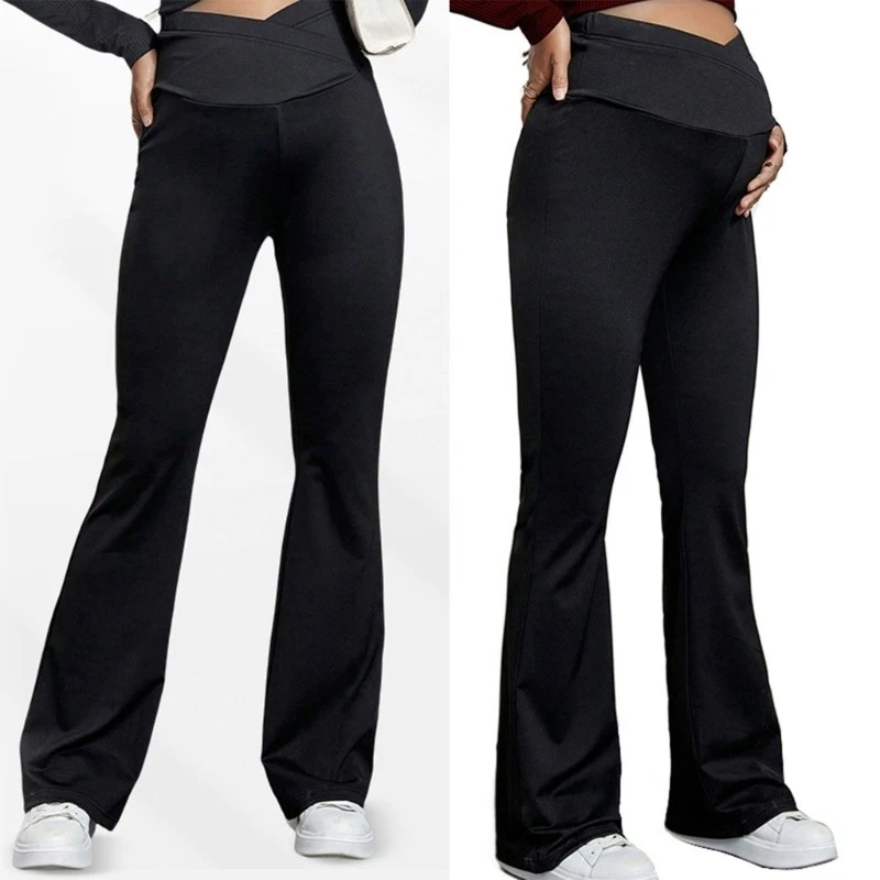 Maternity Flare Pants for Everyday Wear Expecting Mother Trousers Breathable